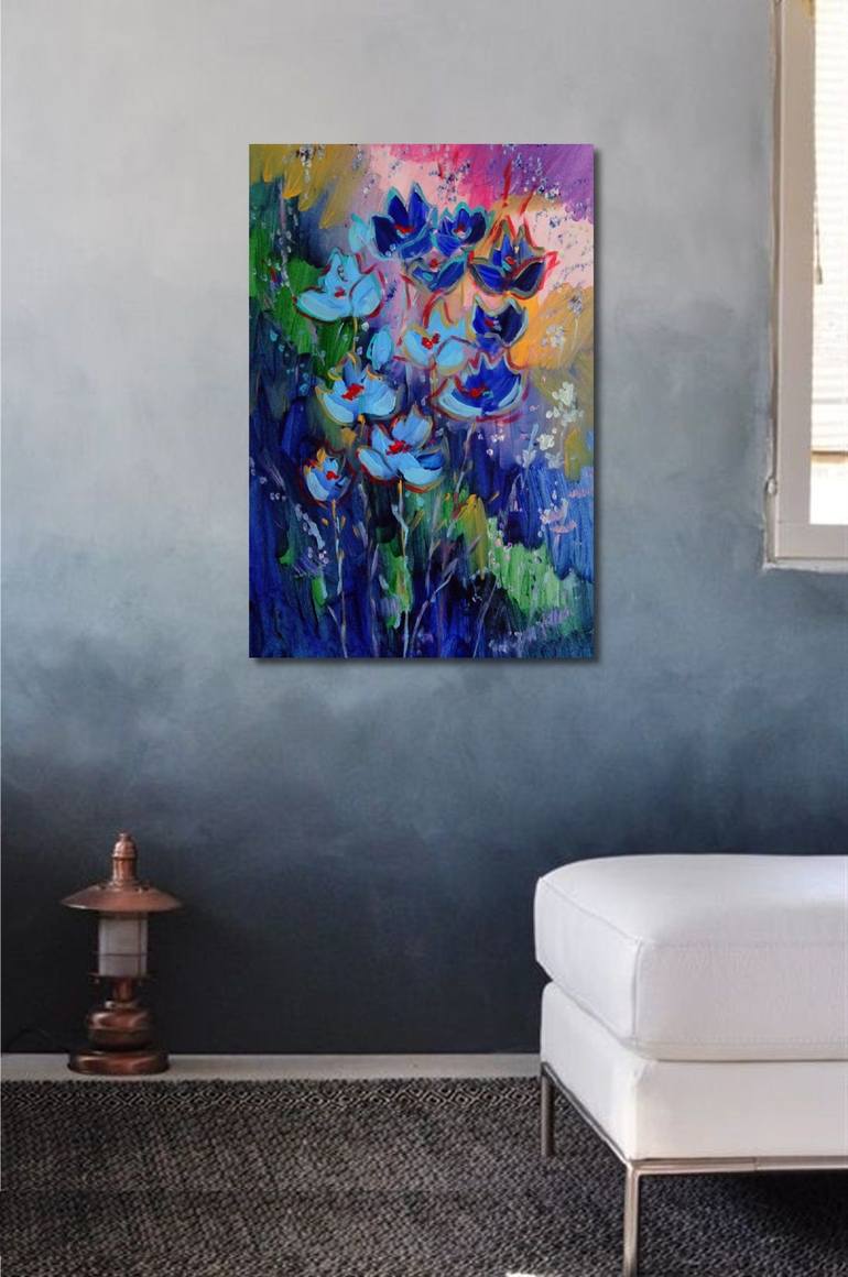 Original Art Deco Floral Painting by Mary Kirova