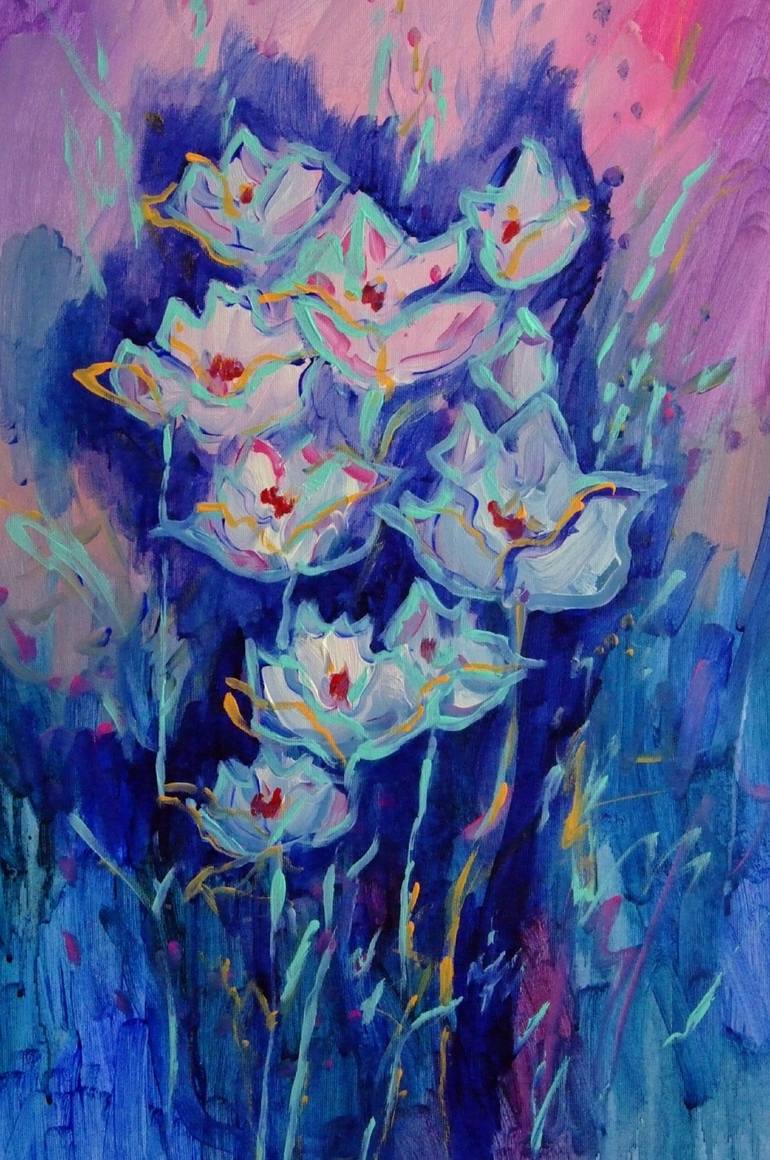 Original Pop Art Floral Painting by Mary Kirova