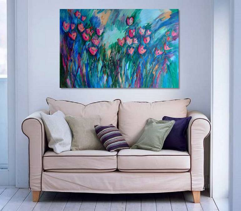 Original Art Deco Floral Painting by Mary Kirova