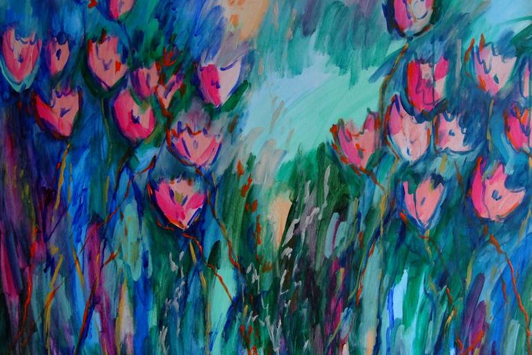 Original Art Deco Floral Painting by Mary Kirova