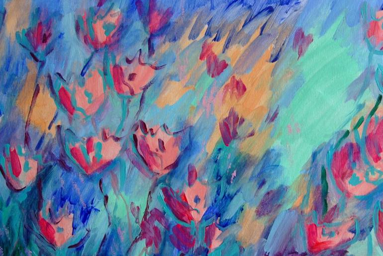 Original Art Deco Floral Painting by Mary Kirova