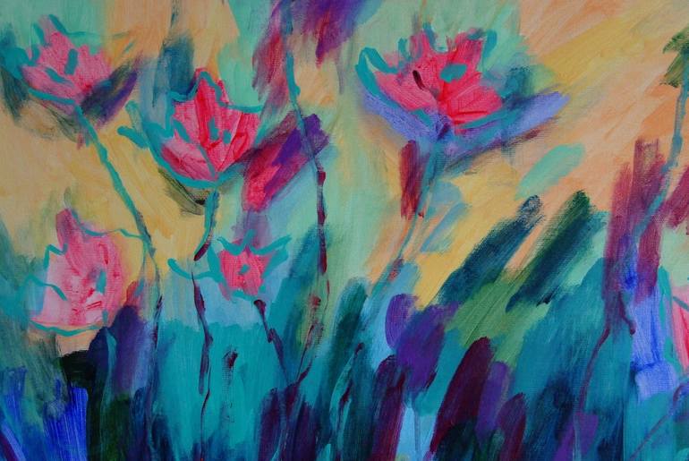 Original Art Deco Floral Painting by Mary Kirova