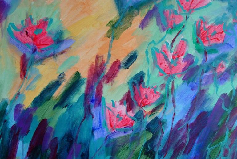 Original Art Deco Floral Painting by Mary Kirova