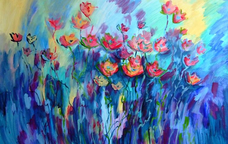 Original Illustration Floral Painting by Mary Kirova