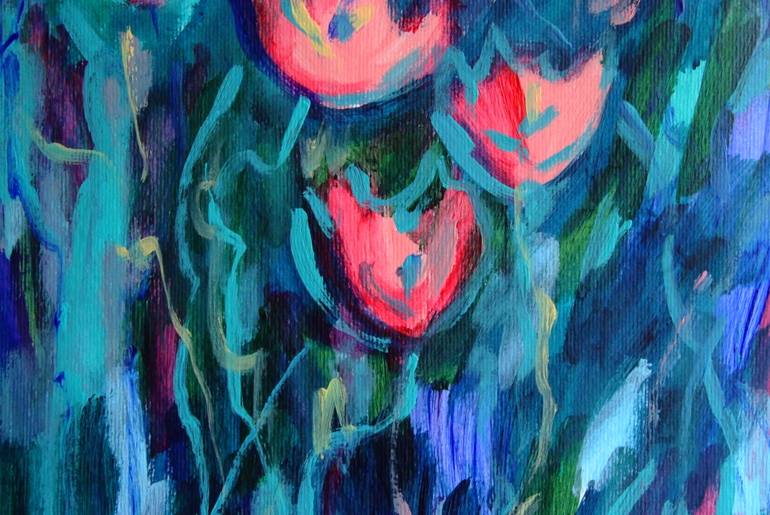 Original Art Deco Floral Painting by Mary Kirova