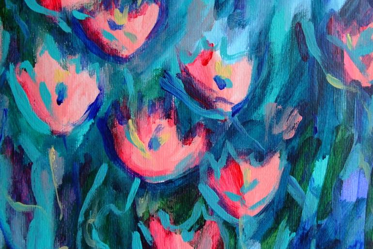 Original Art Deco Floral Painting by Mary Kirova