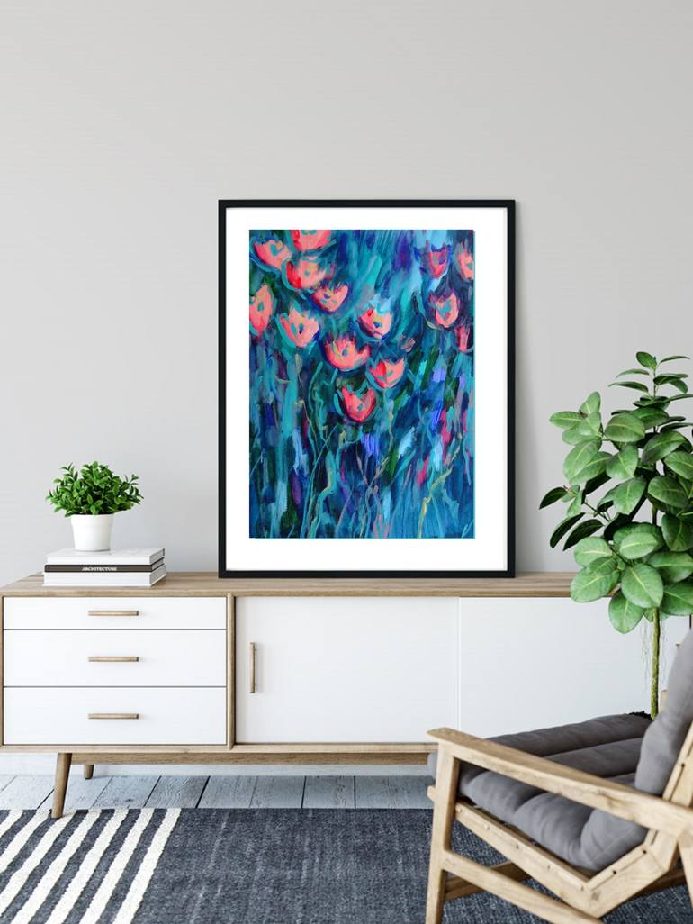 Original Art Deco Floral Painting by Mary Kirova