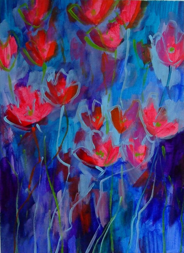 Original Illustration Floral Painting by Mary Kirova