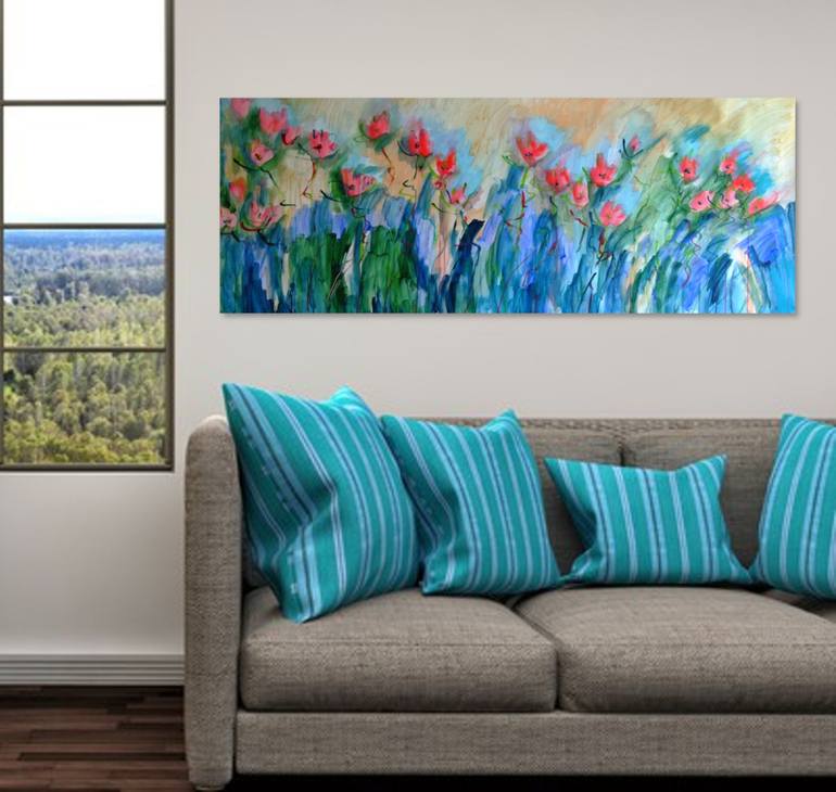 Original Abstract Floral Painting by Mary Kirova