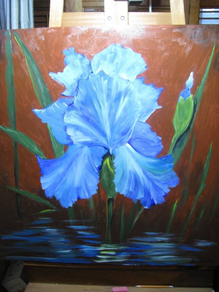 Blue Skies Iris Painting by Sylvia Stanton | Saatchi Art