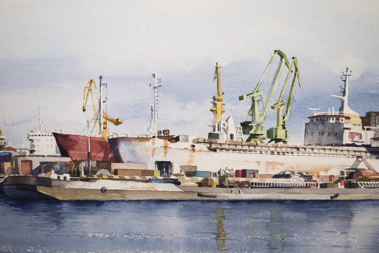 Original Documentary Boat Painting by Eimis Prismontas