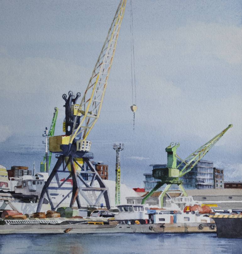 Original Documentary Boat Painting by Eimis Prismontas