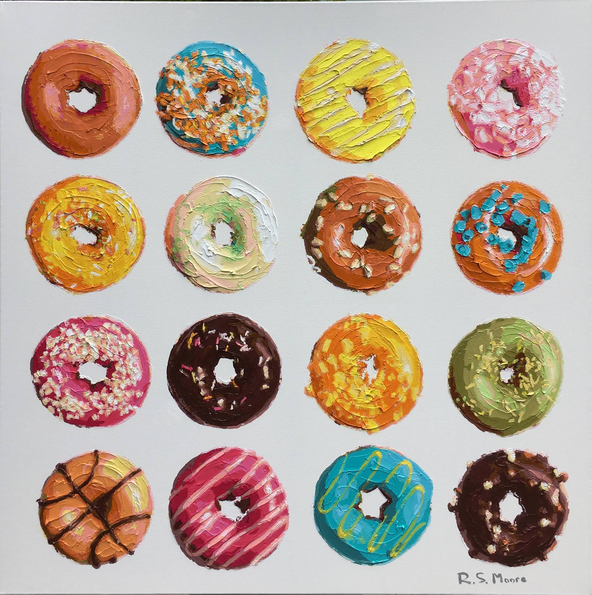 Sixteen Doughnuts Painting by Robert Moore | Saatchi Art