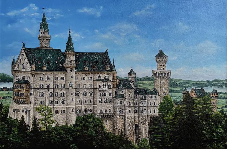 Neuschwanstein Castle Painting by Mariia Gnyniuk | Saatchi Art