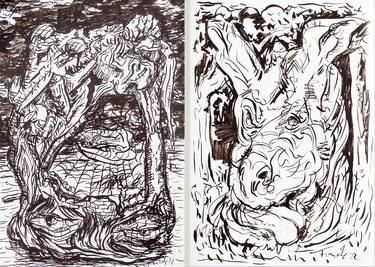 Original Expressionism Abstract Drawings by Ziemowit Fincek