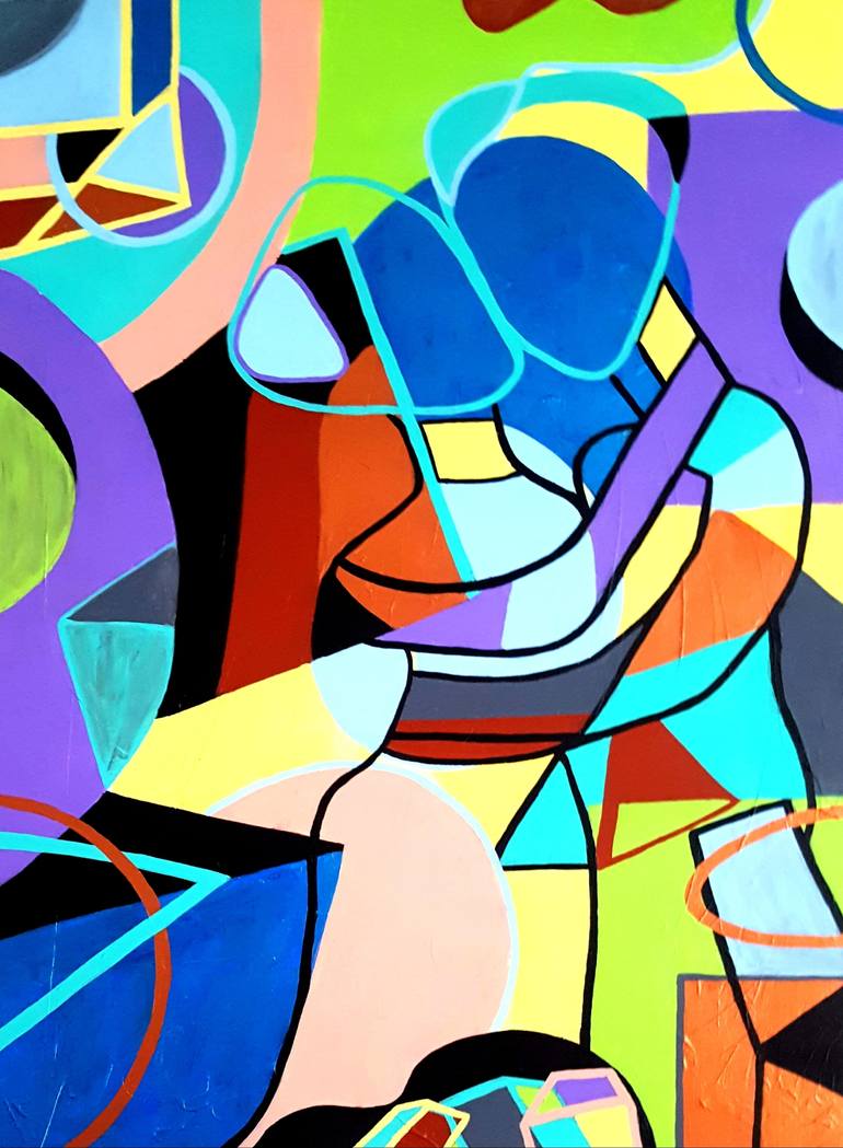 Original Cubism Abstract Painting by Autumn Flynn