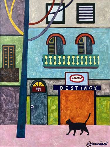 Original Art Deco Cities Paintings by Olga Afanasiadi