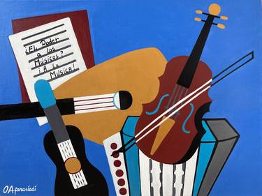 Original Art Deco Music Paintings by Olga Afanasiadi