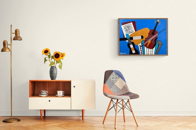 Original Art Deco Music Painting by Olga Afanasiadi