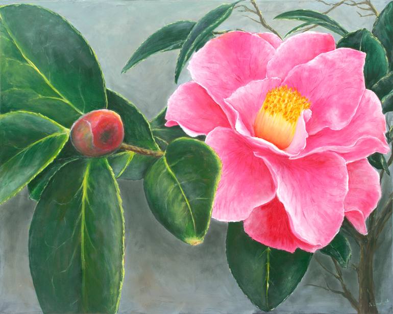 Camelias Painting by Kathryn Loveluck | Saatchi Art