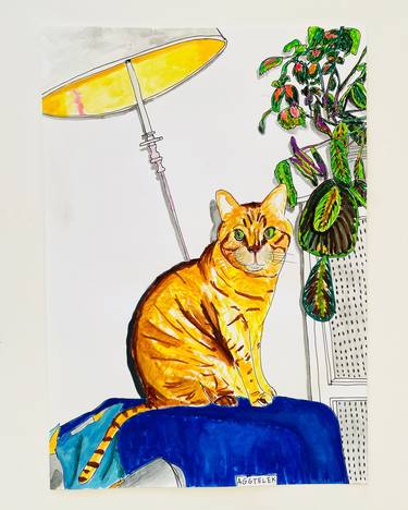 Original Figurative Cats Drawings by Aggtelek Duo