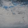 Painting is part of series. Various tones of blue and a lot of texture. The texture is partly granular which I applied with my pallet knife. 
This one made me think of summer skies and bright skies,

The painting is painted on a canvas board, which is mounted on wood, in order to frame it,