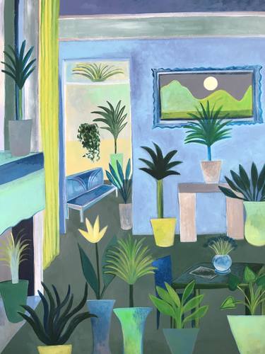 Interior Scene (Living Room in Blue, Green, Yellow and Grey) thumb