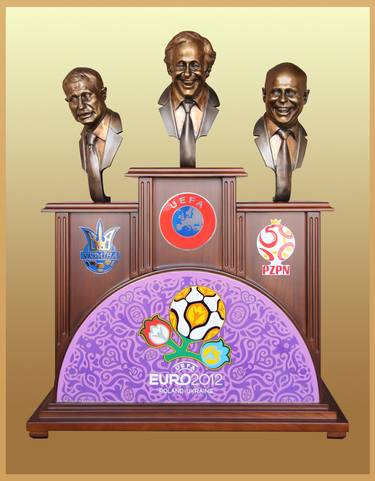 Commemorative composition of sculptural portraits of the main organizers of the Final of the European Football Championship 2012 thumb