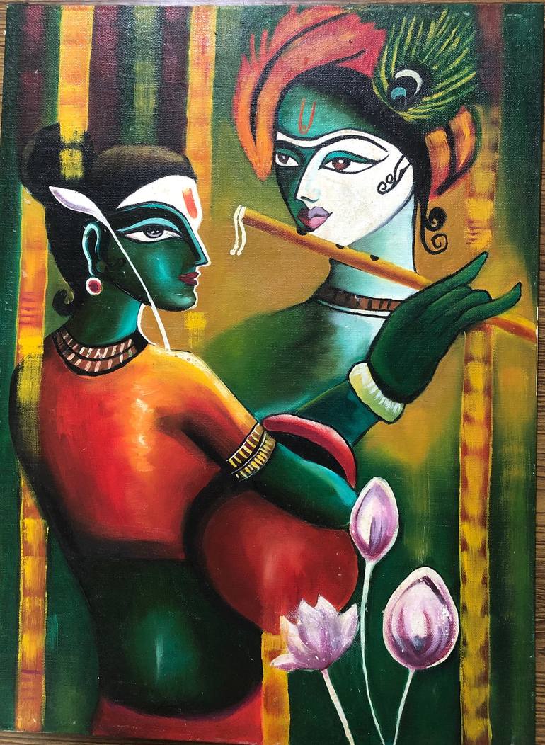 Radha Krishna Painting by Anita Patiyal | Saatchi Art
