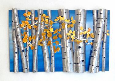 Aluminum Aspen Forest with Blue Background thumb
