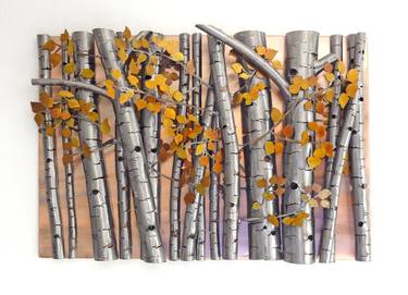 Large Steel Aspen Forest with Copper Background thumb