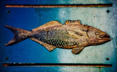 Blue Fish on Marine Wood - Limited Edition 1 of 250 thumb