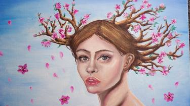 Cherry Blossom Girl Painting thumb