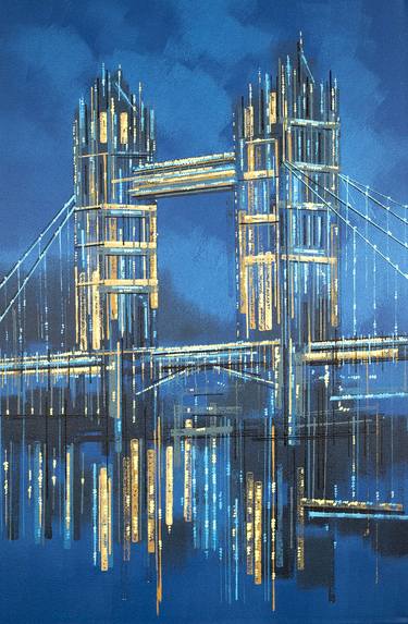 London - Tower Bridge Night Reflection On The Thames thumb