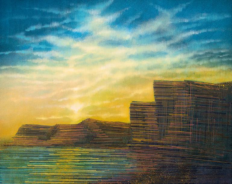 Original Landscape Painting by Marc Todd | Impressionism Art on Canvas | The Jurassic Coast, Dorset, At Sunset