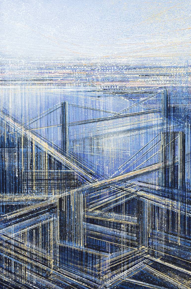 New York City Bridges In Bright Light Painting by Marc Todd | Saatchi Art