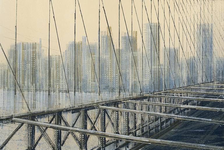 New York. The Brooklyn Bridge At Sunset Painting by Marc Todd | Saatchi Art