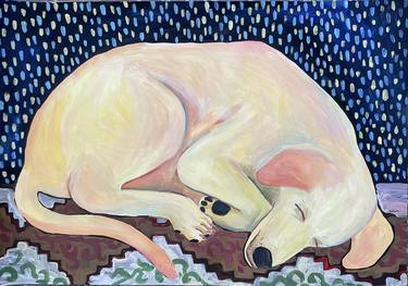 Original Figurative Dogs Paintings by Oksana Fedshychyn