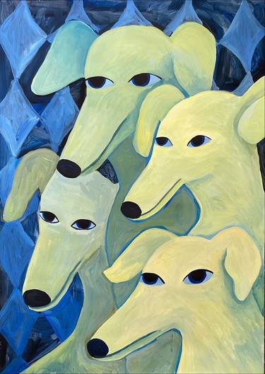 Original Fine Art Dogs Paintings by Oksana Fedshychyn