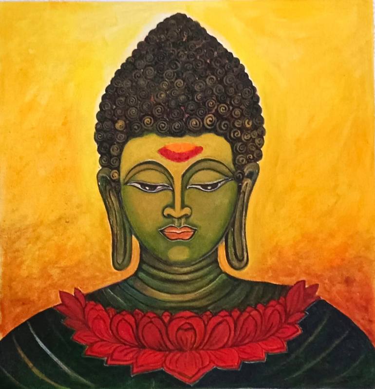 Original Famous Painting by Priya Prakash Art  Contemporary Art on Canvas  the Buddha