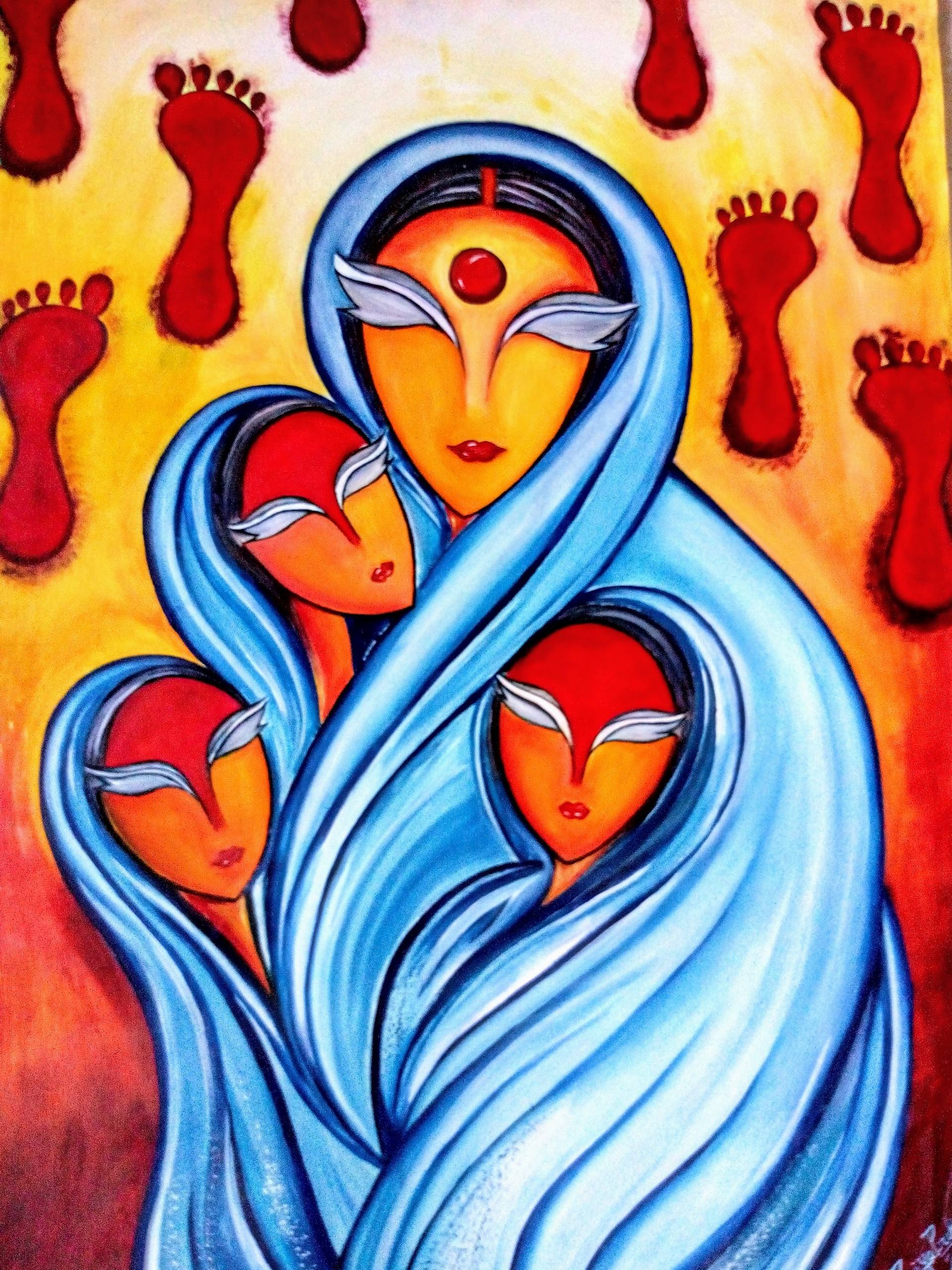 Mother daughters Painting by Priya Prakash | Saatchi Art