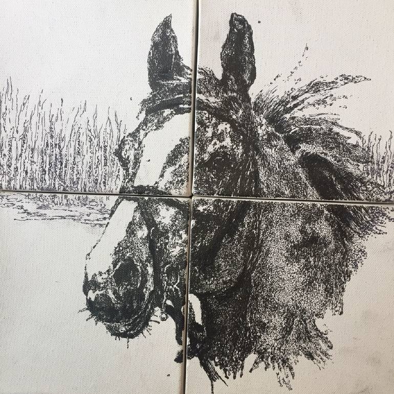 Original Abstract Expressionism Horse Painting by Ratna Singh
