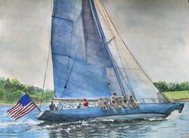 Original Sailboat Painting by Denise Beaulieu