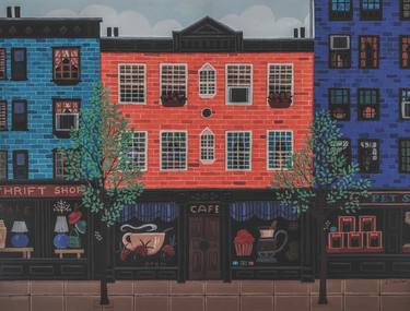 Original Folk Cities Paintings by ELAINE KARTON