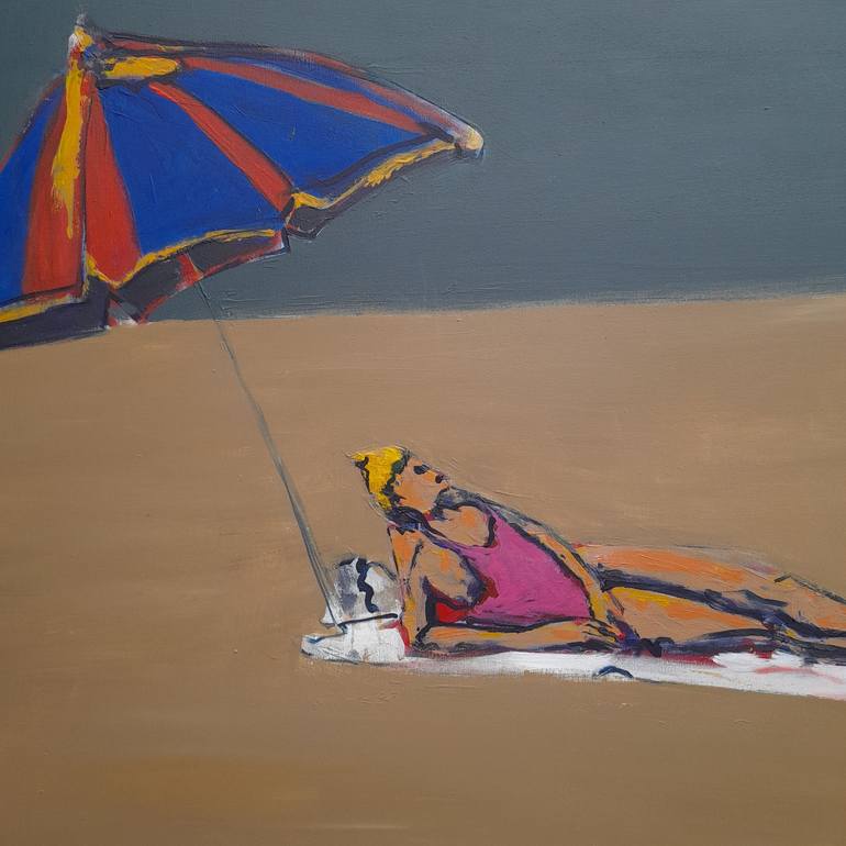 Original Expressionism Beach Painting by Alejandra Mussio
