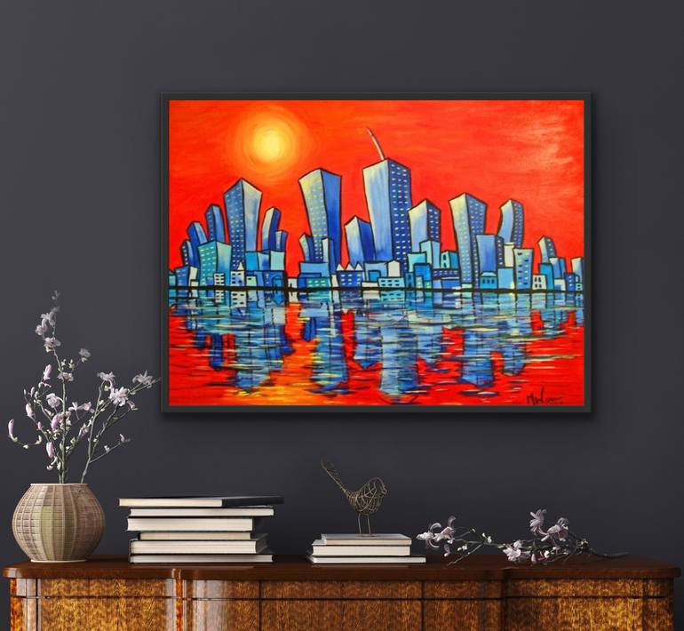 Original Abstract Cities Painting by Matt Ware