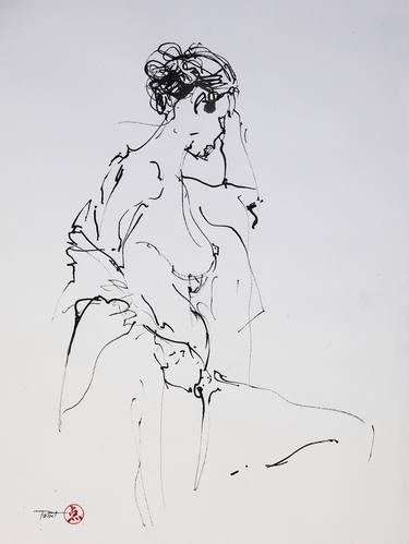 Original Figurative Nude Drawing by Pascal Point