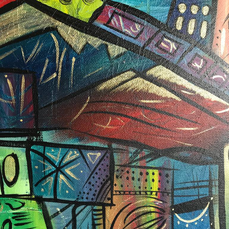 Original Cubism Patterns Painting by Jacqueline Argoz