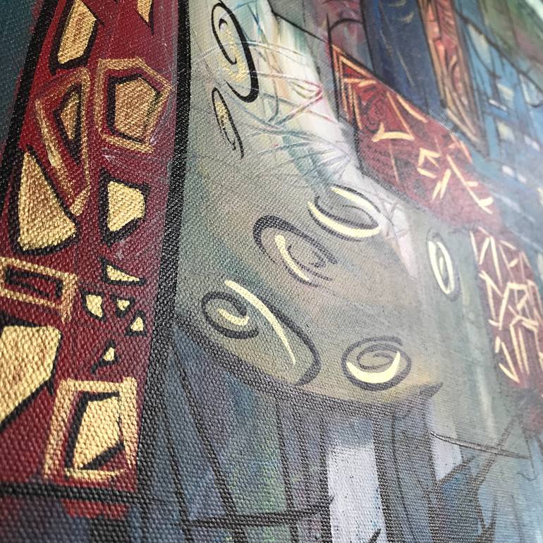 Original Cubism Patterns Painting by Jacqueline Argoz