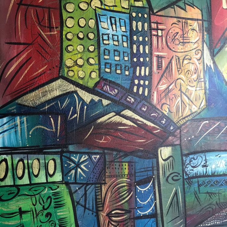 Original Cubism Patterns Painting by Jacqueline Argoz
